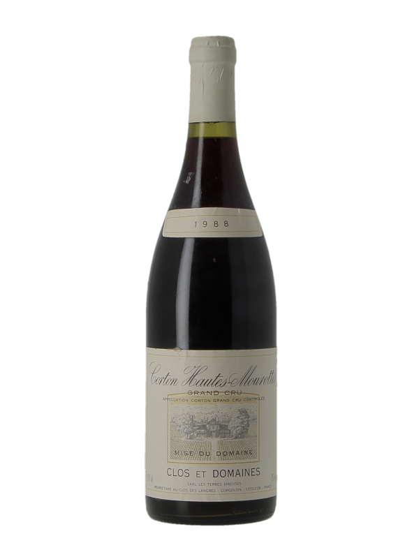 CORTON LES HAUTES MOUROTTES GRAND CRU - LES TERRES VINEUSES - Vintage 1988 CORTON LES HAUTES MOUROTTES GRAND CRU - LES TERRES VINEUSES - Vintage 1988